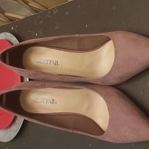 Tan suede pumps. JustFab, 8.5